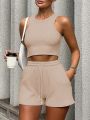 Women'S Solid Color Casual Two-Piece Set