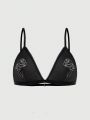 ROMWE Fairycore Wire-free Triangle Cup Printed Bra