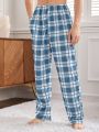Men's Plaid Pattern Lounge Pants With Pockets