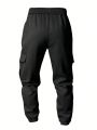 Manfinity Homme Men Drawstring Waist Flap Pocket Side Thermal Lined Cargo Pants