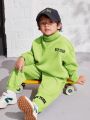 SHEIN Young Boy Letter Print Hoodie And Pants Set