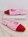 Women's Contrast Color Slip-on Loafers With Back Strap