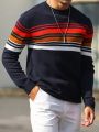 Men's Striped Colorblock Long Sleeve Sweater