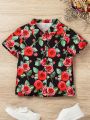 SHEIN Toddler Boys' Short Sleeve Floral Print Shirt