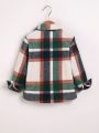 SHEIN Kids EVRYDAY Young Boy Plaid Print Pocket Patched Shirt Without Tee