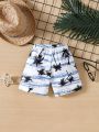 Baby Boys' Coconut Tree Print Casual Shorts, Perfect For Beach Vacation In Summer