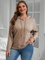 SHEIN LUNE Plus Size Knitted Hoodie