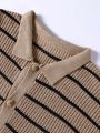 Manfinity Homme Men'S Casual Cardigan With Stripe Pattern And Collar