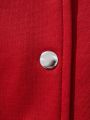 SHEIN Girls' (big) Letter Applique Plush Collar Contrast Color Button-front Jacket