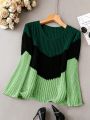 Plus Size Women's Colorblock V-Neck Sweater