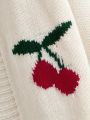 Toddler Girls' Cherry Pattern Long Sleeve Cardigan