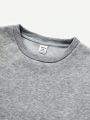 Teen Girls' Smile Face Print Round Neck Fleece Sweatshirt