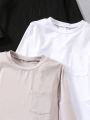 SHEIN Kids EVRYDAY 3pcs/set Boys' Casual, Fashionable, Warm, And Versatile T-shirt Set