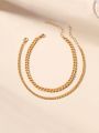 2pcs/set Vintage & Fashionable Simple Chain Style Double Layer Anklet For Women