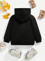 SHEIN Young Boy Casual Hooded Fleece Sweatshirt Suitable For Autumn And Winter