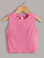 SHEIN Kids EVRYDAY Young Girl 3pcs Casual Comfortable Solid Color Sleeveless Vest Tops