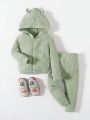 SHEIN Baby Boy Solid Color Sweater Two Piece Set