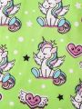 SHEIN Kids QTFun Little Girls' Cartoon Unicorn Printed Long Sleeve Dress