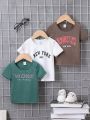 3pcs Baby Girl Casual Letter Print Round Neck Short Sleeve T-Shirt Set
