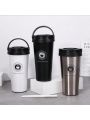 1pc 500ml Black Stainless Steel Insulated Coffee Mug