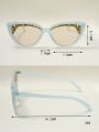 2 Pairs Ladies' Multicolor Cat Eye Sunglasses, Made Of Pc, Suitable For Fashion, Leisure, Travel And Daily Wear