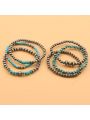 6pieces/set navajo pearl &turquoise stone Vintage silver beaded stacking bangle bracelet Bead Stretchable Elastic Bracelet For Women, Daily Wear