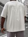 Manfinity LEGND Loose Fit Men's Plus Size Cross Printed Knitted Short Sleeve T-Shirt