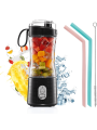 Portable Blender 380ml/13Oz for Shakes and Smoothies,Type-C USB Rechargeable Personal Blender with 6 3D Blades for Strong Blending Power,  with Cleaning Brush/Straws for Travel, Office and Sports(BLACK)