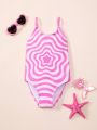 Girls' One-Piece Swimsuits With Star Printing