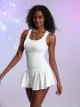 SHEIN Leisure Women'S Sleeveless Ruffle Hem Athletic Dress