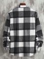 Men's Fashionable Jacket With Plaid Shirt Collar And Pocket Detail
