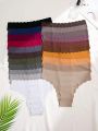 21pcs Ladies Solid Color Wave Edge Triangle Panties