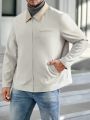 Manfinity Homme Men's Plus Size Woven Casual Jacket With Turn-down Collar