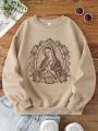 Teenage Girls' Virgin Mary Printed Long Sleeve Sweatshirt, Suitable For Autumn And Winter