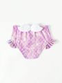 SHEIN Newborn Baby Girls' Ruffled Fish Scale Patterned Swimming Bottom