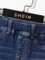 SHEIN Baby Boy Casual Mid-Waist Cat Whisker Fitted Jeans