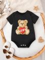 Baby Boys' Casual Wearable Basic Bottoming Funny Letter & Bear Pattern Romper