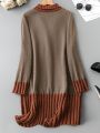 Women's Plus Size Contrast Horn Button Sweater Pullover