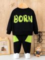 Baby Boy Letter Graphic Sweatshirt & Sweatpants