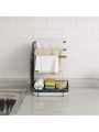 Sponge Holder with Drain Pan for Kitchen Sink, Kitchen Sink Caddy Organizer for Sponge Brush Soap Dish Dishcloth Rack