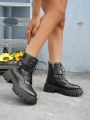 Women's Autumn Short Boots With Chunky Heel, Fashionable And Versatile