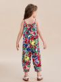 SHEIN Kids SUNSHNE Toddler Girls Allover Print Cami Jumpsuit