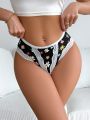 Women's Floral Print Lace Trimmed Triangle Panties