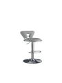 OSQI Adjustable Bar Stool Gas Lift Chair Gray Faux Leather Chrome Base Metal Frame Modern Stylish Set of 2 Chairs