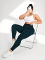 Yoga Futuristic Plus Size Breathable Mesh Panel Splicing Sports Leggings