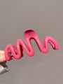 1pc Large Peach Pink Hair Clamp With 13cm Long Teeth For Thick Hair, Wave Design, Bun Clip Shark Clip Hair Accessory