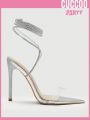 Cuccoo Party Collection Women Rhinestone Decor Stiletto Heeled Sandals, Glamorous Summer Strappy Sandals