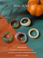 5-piece Set Of Thick Transparent Resin Rings With Personalized Matching Halo-dye Pattern And Irregular-shaped Rings (hand-made Halo-dye Process, Ring Patterns Are Different, And There Is Color Difference)