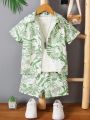 SHEIN Kids SUNSHNE Toddler Boys Tropical & Animal Print Shirt & Shorts Without Tee