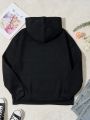 Teen Girls' Hooded Sweatshirt With Slogan Print